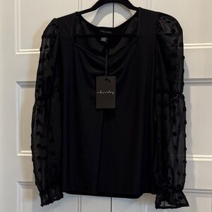 Black Sheer‎ Sleeve Top